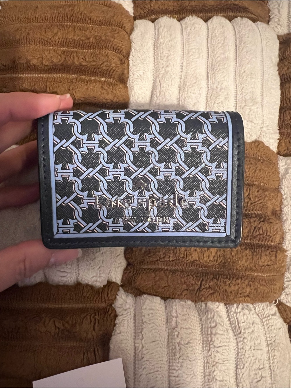 Kate Spade Micro Trifold Wallet Spade Link in Blue Multi NWTS!